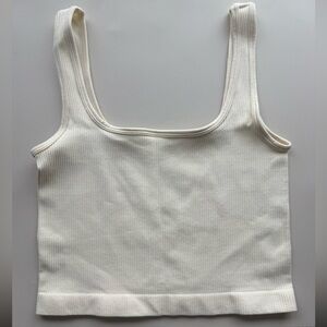 Amazon Cream Ribbed Cropped Tank Top